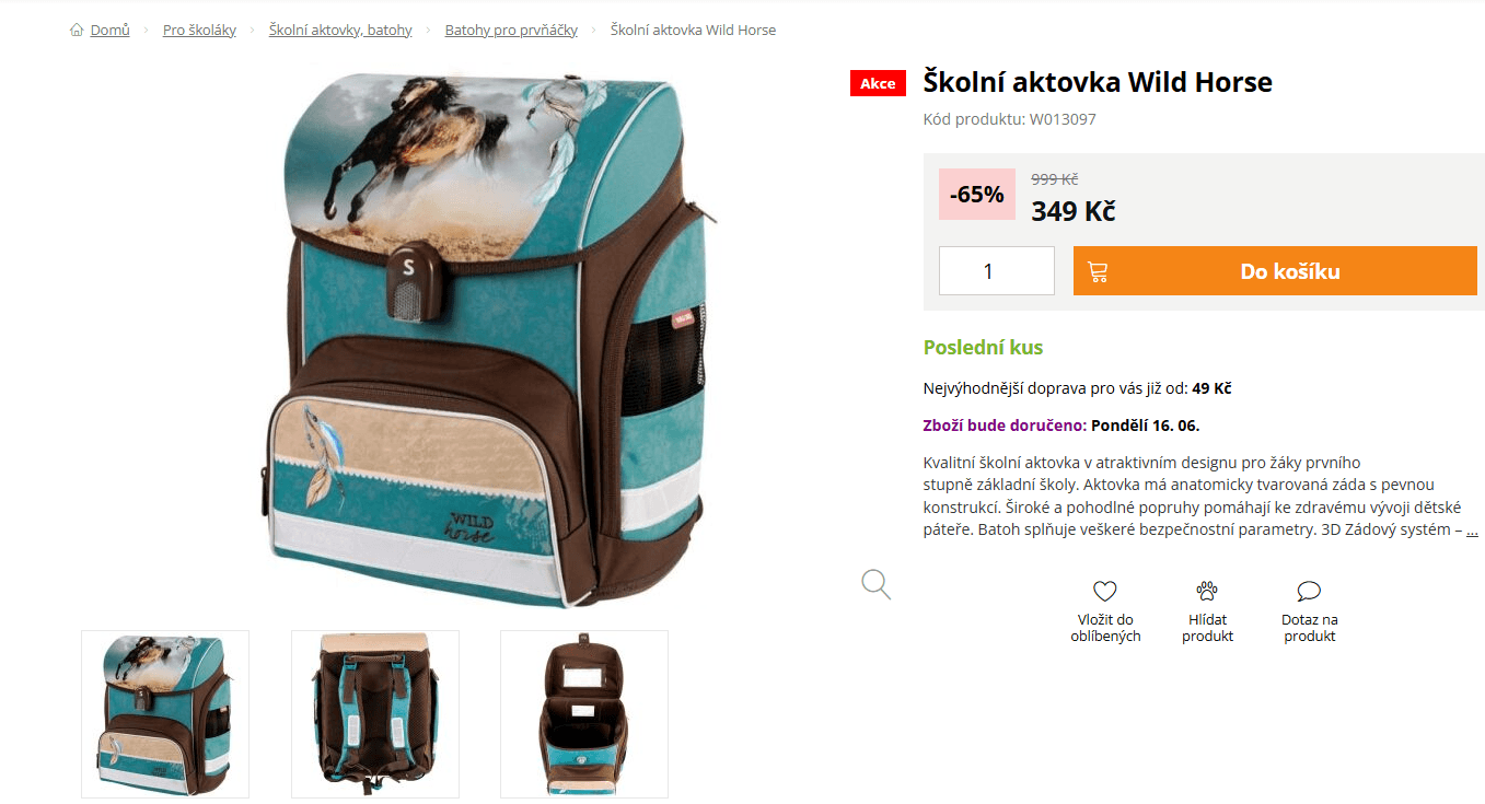 Školní aktovka Stil 17l., 1kg